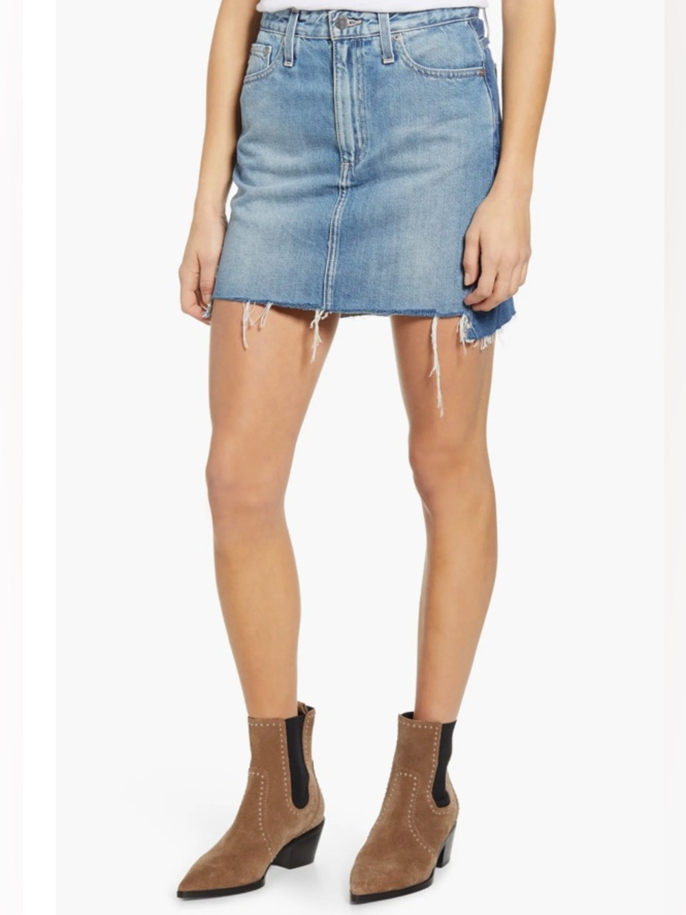 NWT The Vera Cutoff Mini Skirt Hi/Lo SZ 30 AG Adriano Goldschmed Blue Cotton